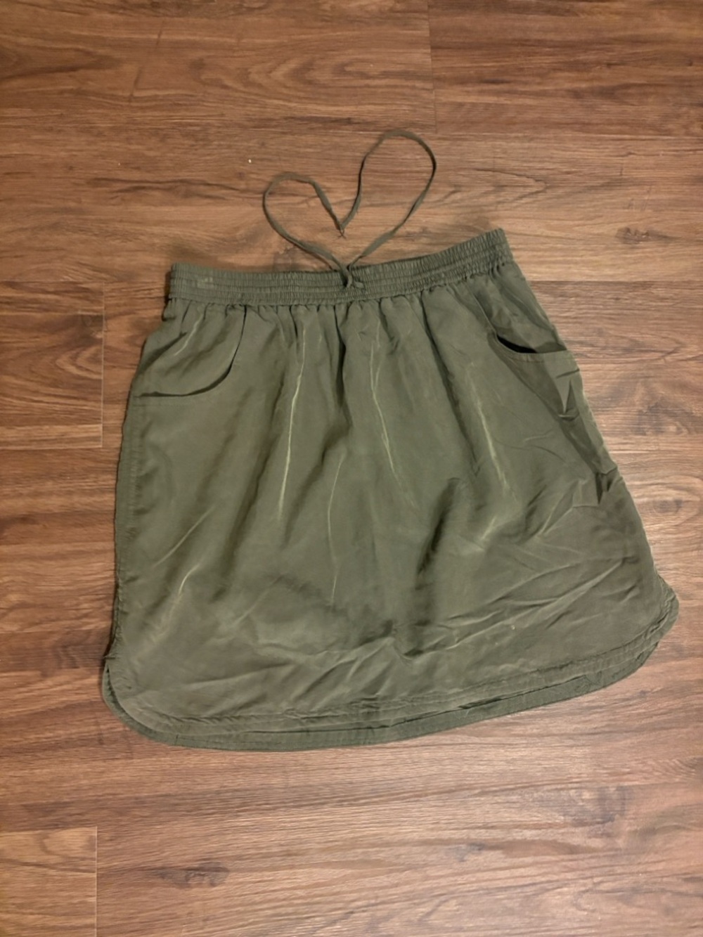 silence + noise olive green elastic waist skirt